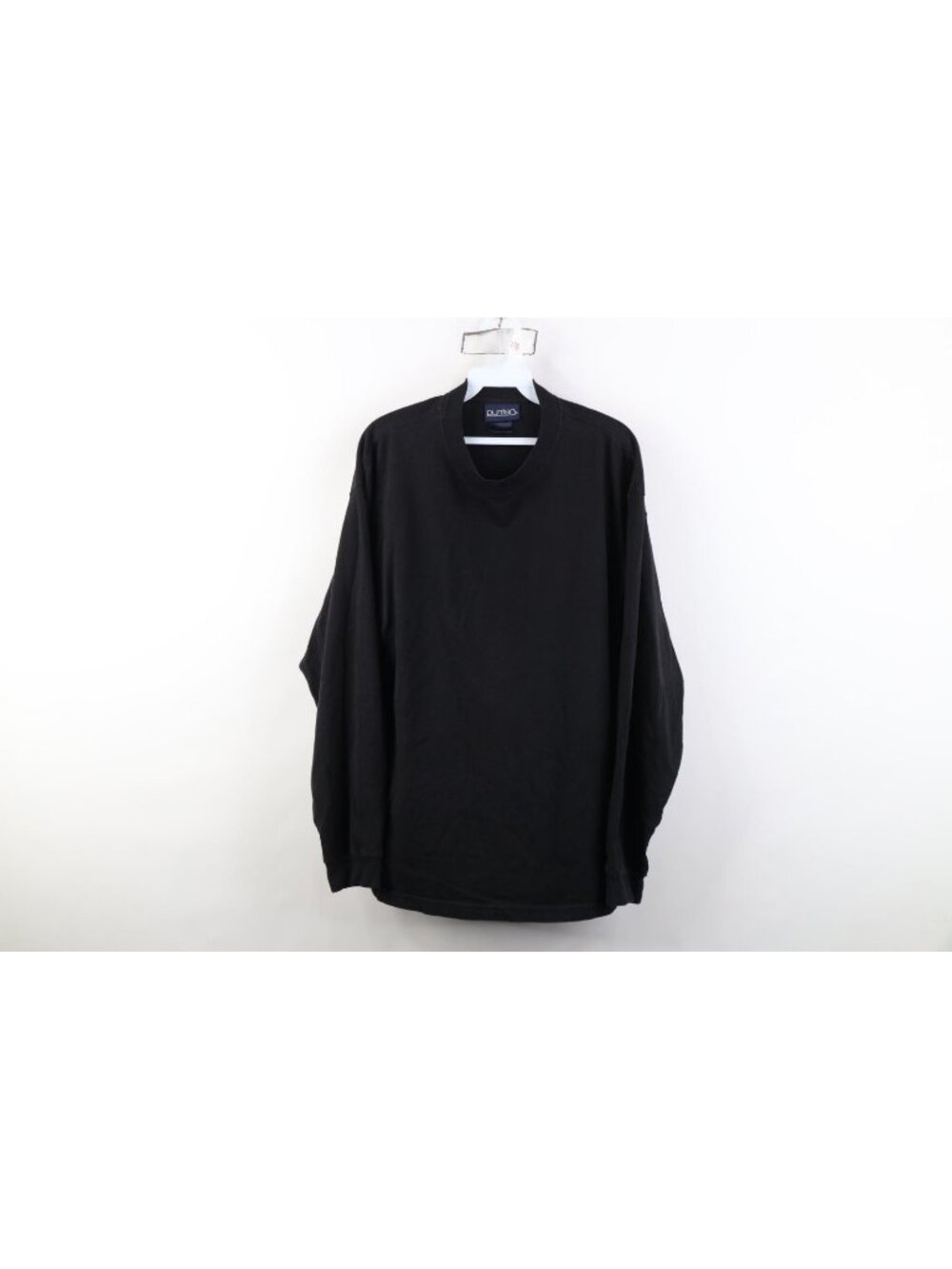 Vintage 90s Streetwear Mens Large Faded Blank Cotton Long Sleeve T-Shirt Black